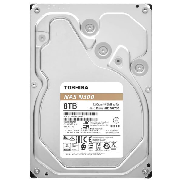 HDD Toshiba 8TB N300 Pro Nas 3.5" 7200RPM HDDWG780XZSTB