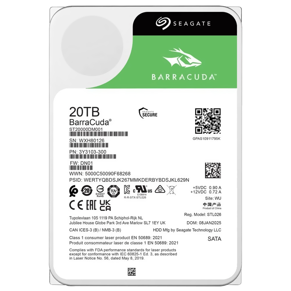 HDD Seagate 20TB Barracuda 3.5" SATA 3 7200RPM ST20000DM001