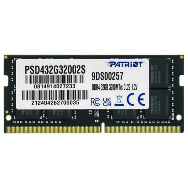 Memoria RAM   Notebook Patriot Signature DDR4 32GB 3200MHz Negro (PSD432G32002S)