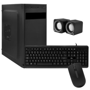 Gabinete Kit Mtek DK01 Fuente 500W Speaker Mouse Teclado portugués Negro