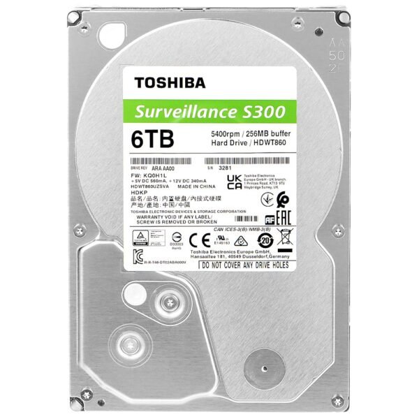 HDD Toshiba 6TB S300 Surveillance 3.5" SATA 3 5400RPM HDDWT860UZSVA
