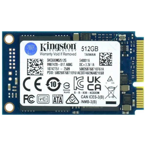 SSD Kingston 512GB MSATA 3 2.5" - SKC600MS/512G