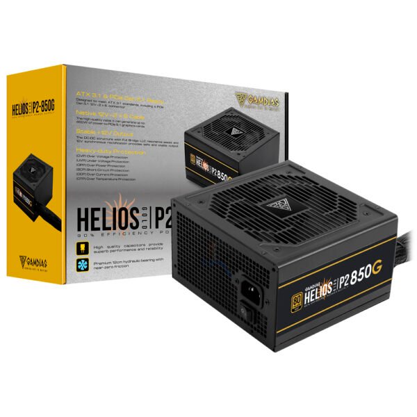 Fuente de Alimentación Gamdias Helios P2-850G 850W ATX No Modular 80 Plus Gold