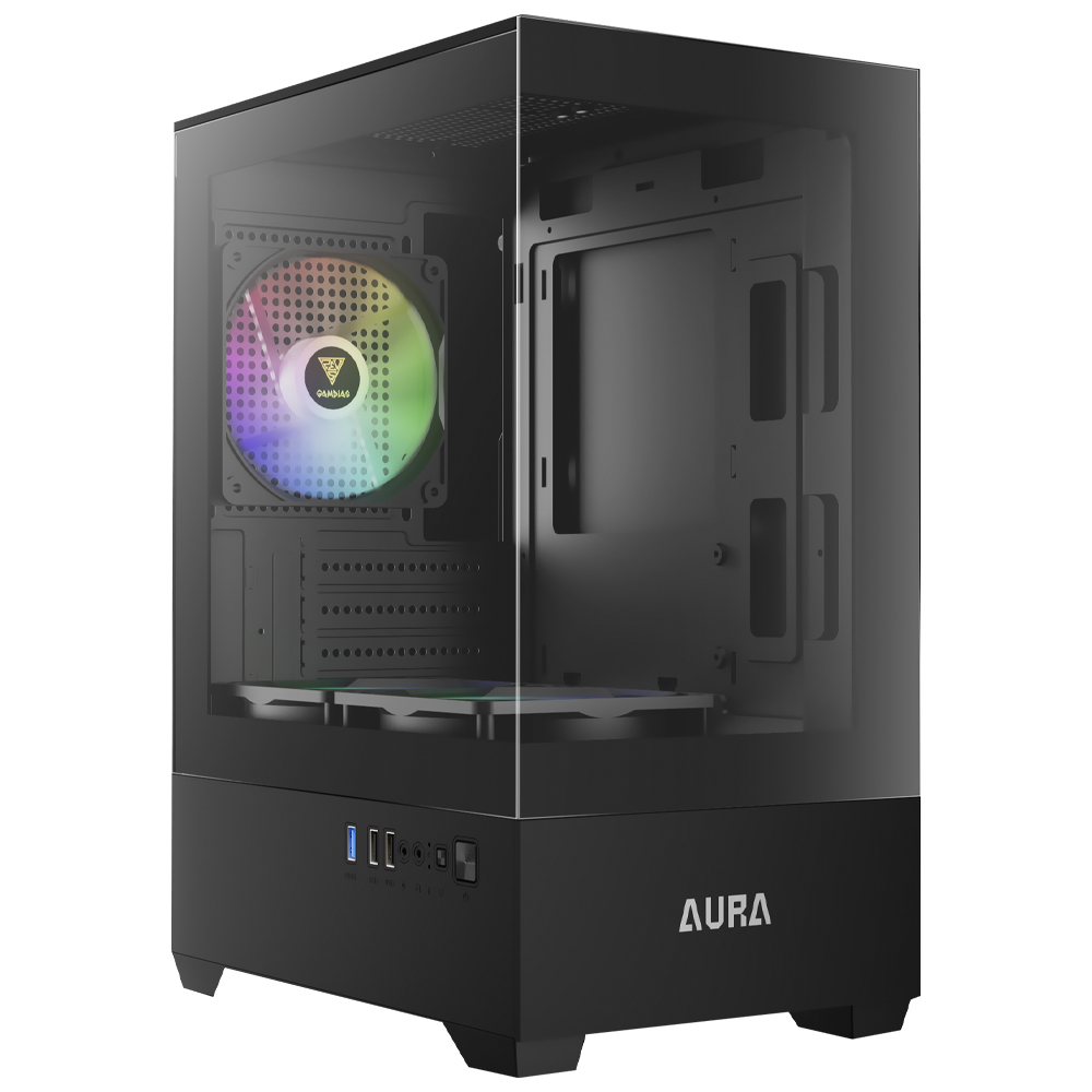 Gabinete Gamer Gamdias Aura GC9M Micro Tower 3 Cooler ARGB Negro