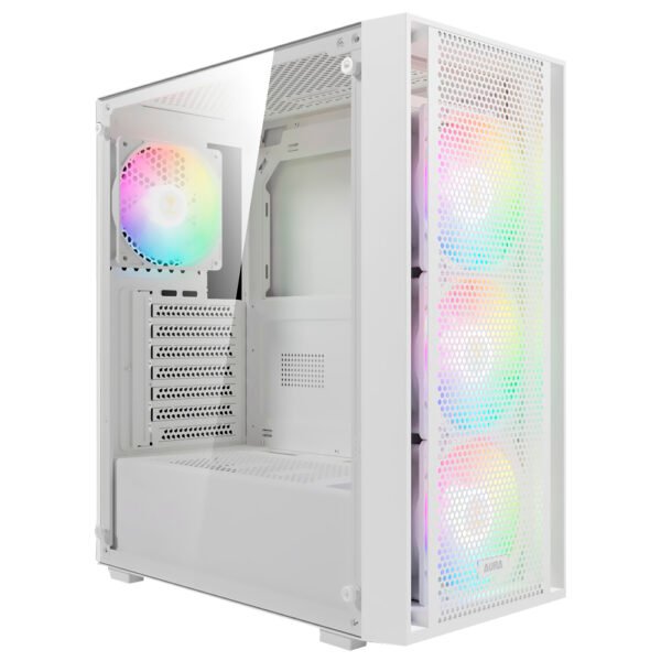 Gabinete Gamer Gamdias Aura GC2 Elite WH Mid Tower 4 Cooler ARGB Blanco