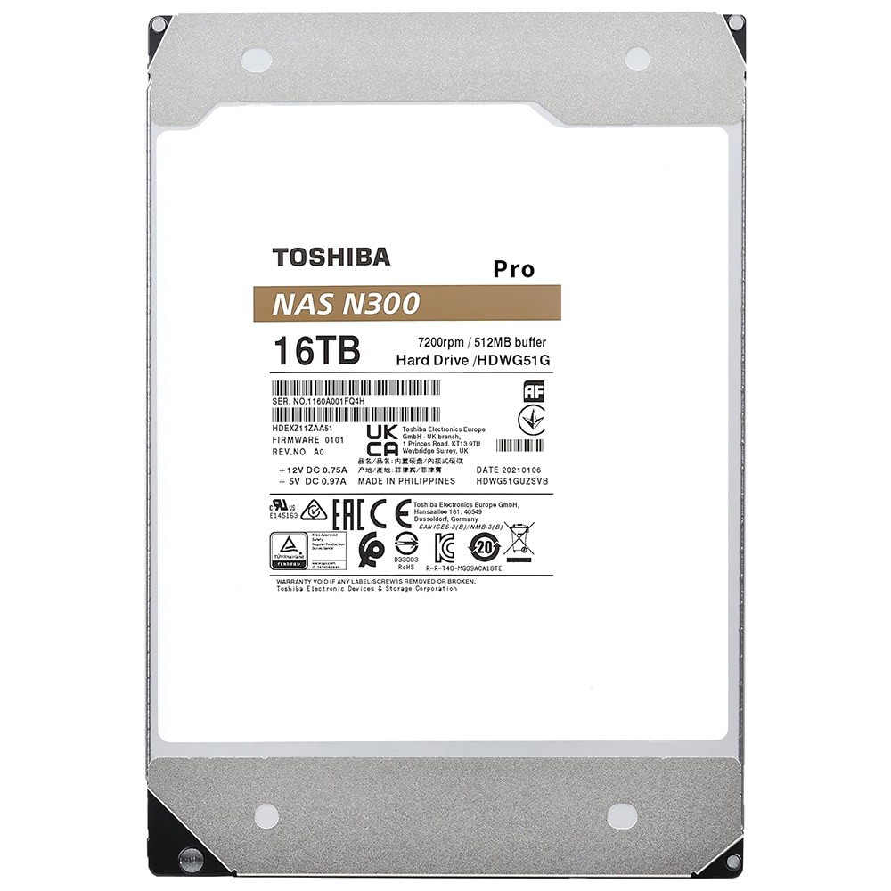 HDD Toshiba 16TB N300 Pro Nas 3.5" SATA 3 7200RPM HDDWG51GXZSTB