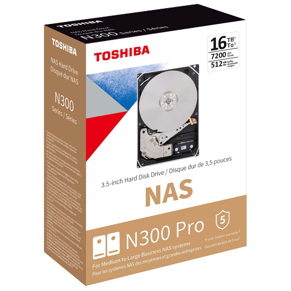 HDD Toshiba 16TB N300 Pro Nas 3.5" SATA 3 7200RPM HDDWG51GXZSTB