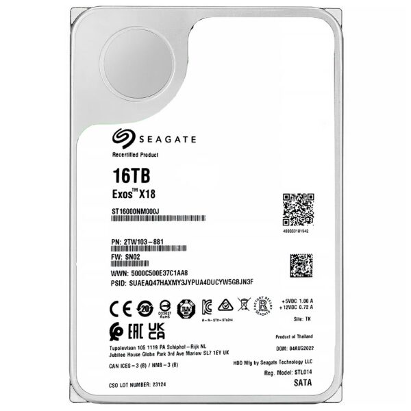 HDD Seagate 16TB Exos X18 Enterprise 3.5" SATA 3 7200RPM ST16000NM000J