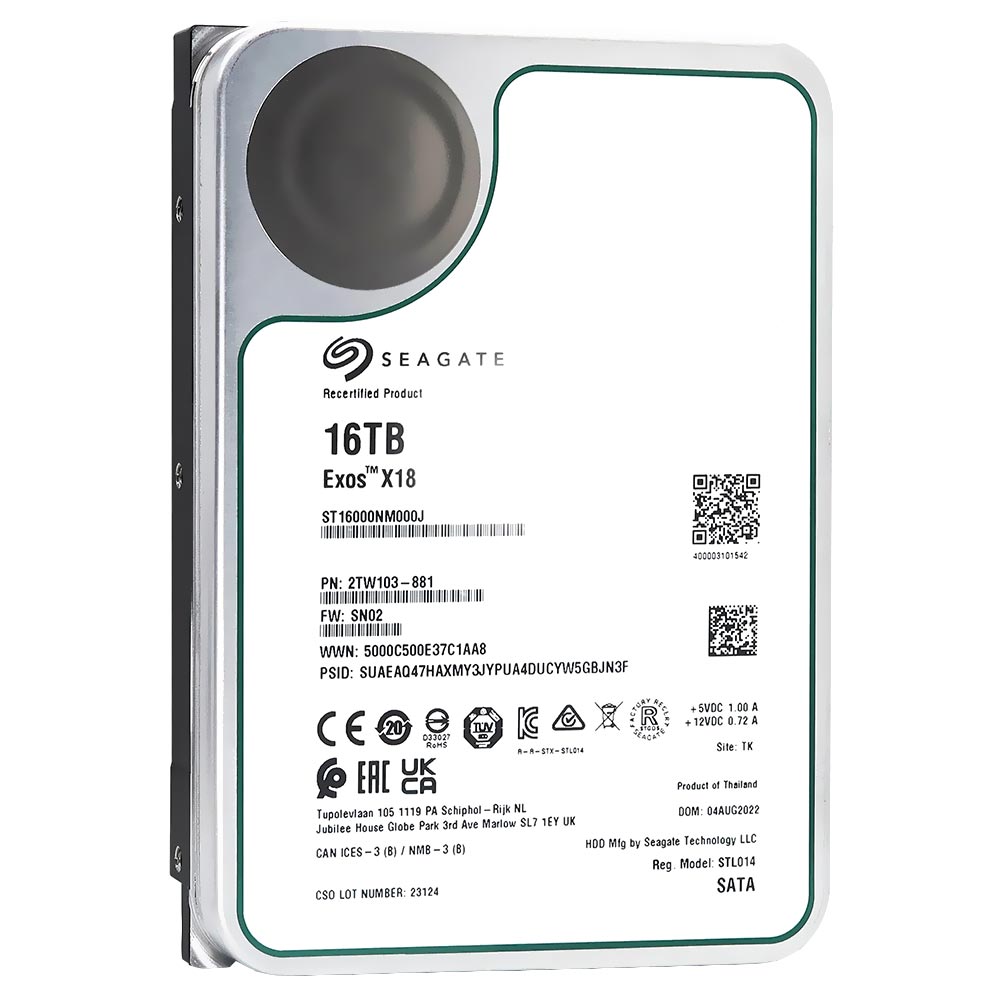 HDD Seagate 16TB Exos X18 Enterprise 3.5" SATA 3 7200RPM ST16000NM000J