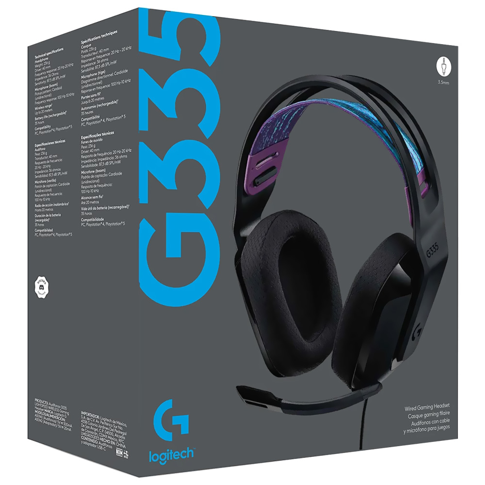 Auricular Gamer Logitech G335 Keep Con Cable - Negro (981-000977)