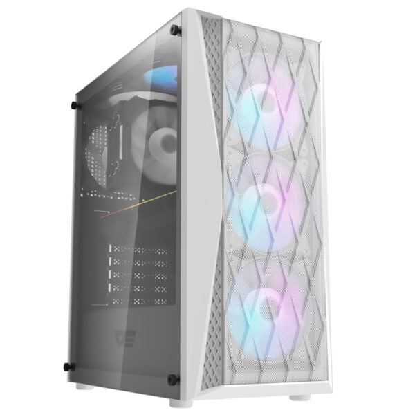 Gabinete Gamer darkFlash DK352 E-ATX 4 Cooler RGB Blanco