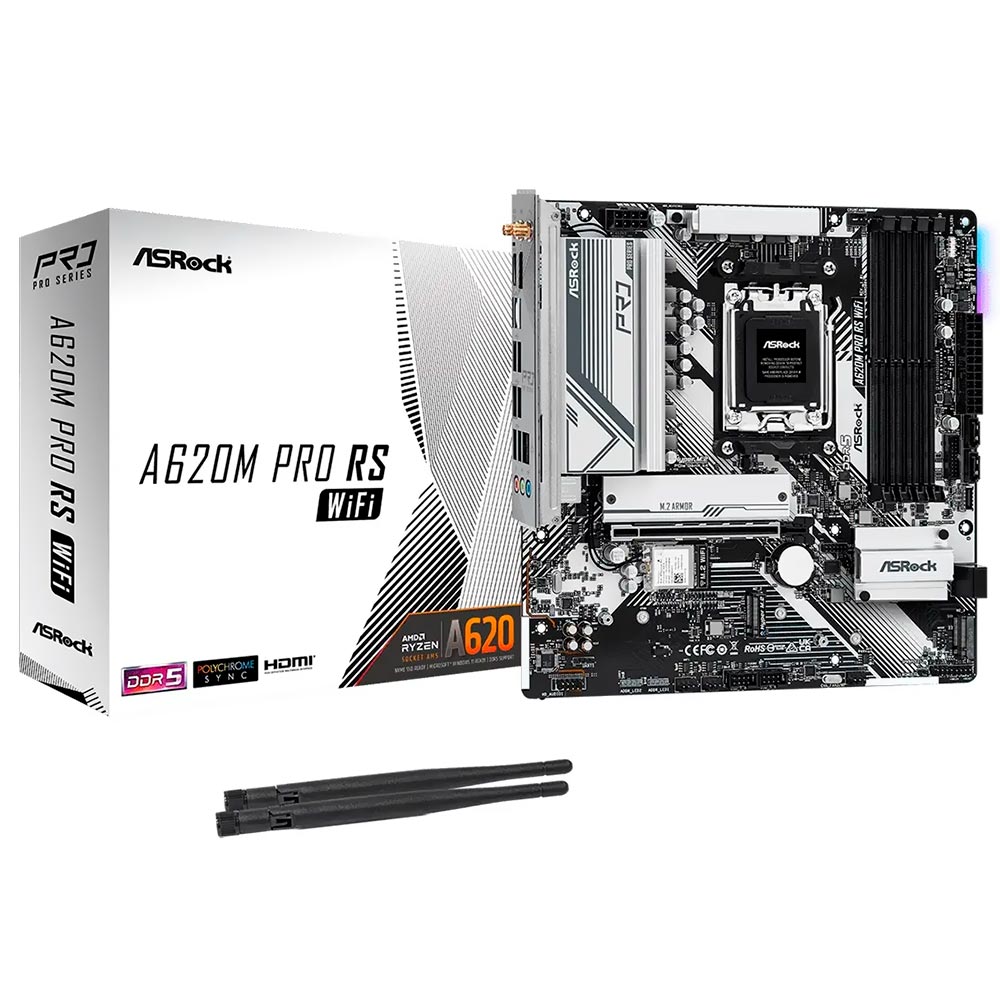 Placa Madre ASRock A620M Pro RS Wi-Fi Socket AM5 DDR5