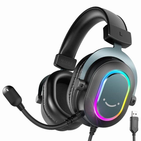 Auricular Gamer Fifine H6 Ampligame RGB  Con Cable - Negro