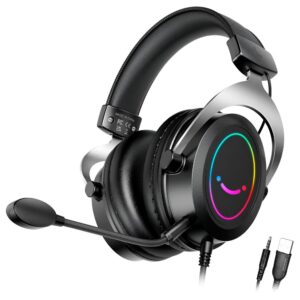 Auricular Gamer Fifine H3 Ampligame RGB Con Cable - Negro