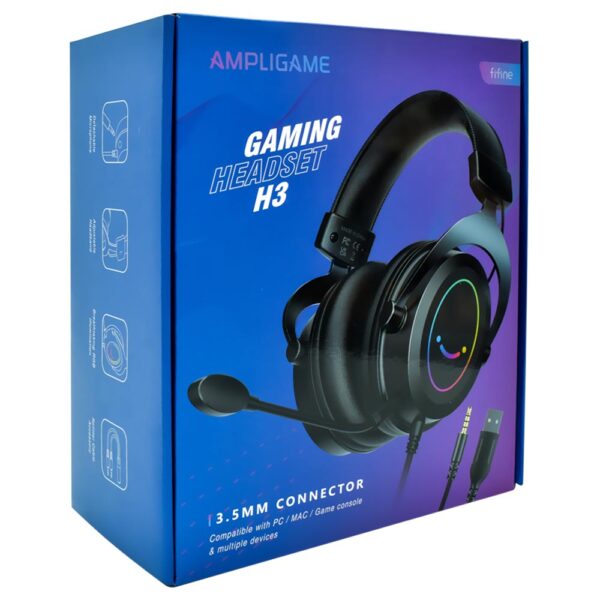 Auricular Gamer Fifine H3 Ampligame RGB Con Cable - Negro
