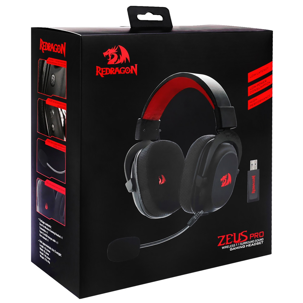 Auricular Gamer Redragon H510-PRO Zeus Pro Wireless - Negro