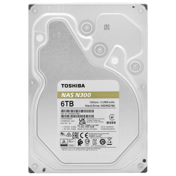 HDD Toshiba 6 TB N300 NAS 3.5" SATA 3 7200RPM - HDWG760XZSTA