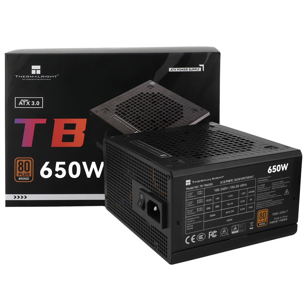 Fuente de Alimentación Thermalright TR-TB650S 650W ATX No Modular 80 Plus Bronze