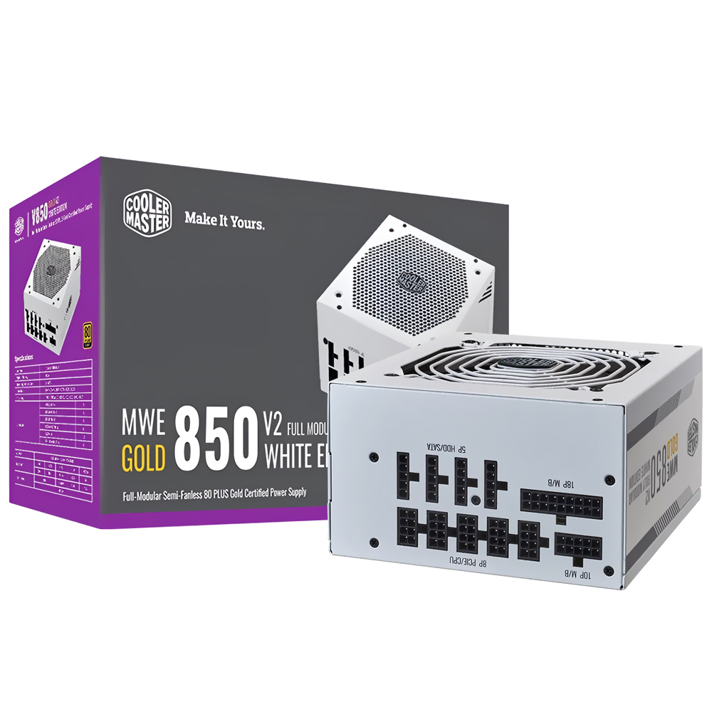 Fuente de Alimentación Cooler Master MWE V2 White Edition 850W Modular 80 Plus Gold - MPE-8501-AFAAG-GU2