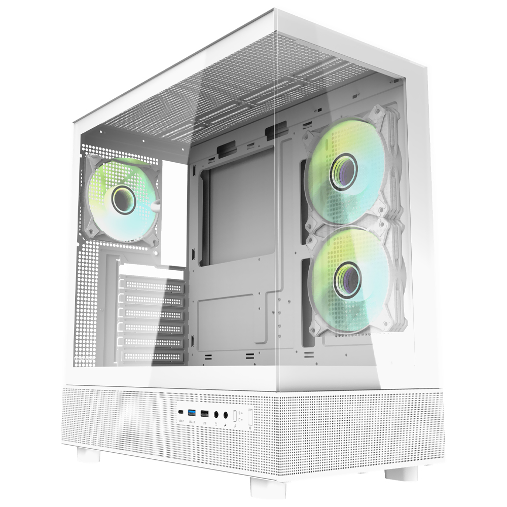 Gabinete Gamer darkFlash DPX90 ATX 3 Cooler ARGB Blanco