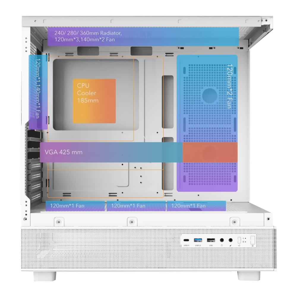 Gabinete Gamer darkFlash DPX90 ATX 3 Cooler ARGB Blanco