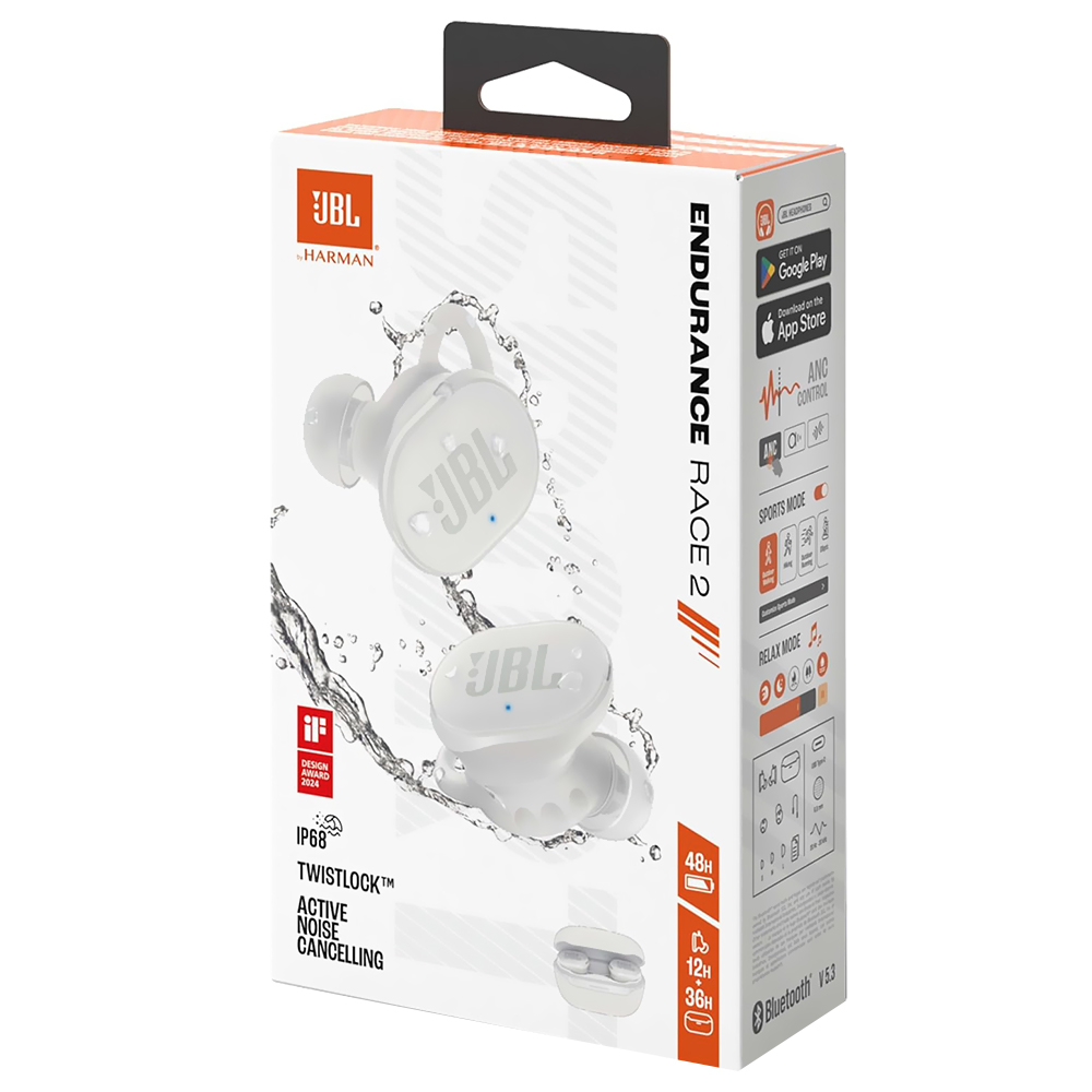 Auricular JBL Endurance Race 2 Waterproof TWS Bluetooth - Blanco