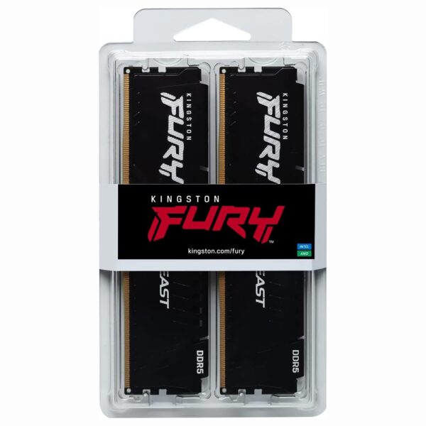 Memoria RAM Kingston Fury Beast DDR5 16GB (2x8GB) 5200MHz Negro (KF552C40BBK2-16)