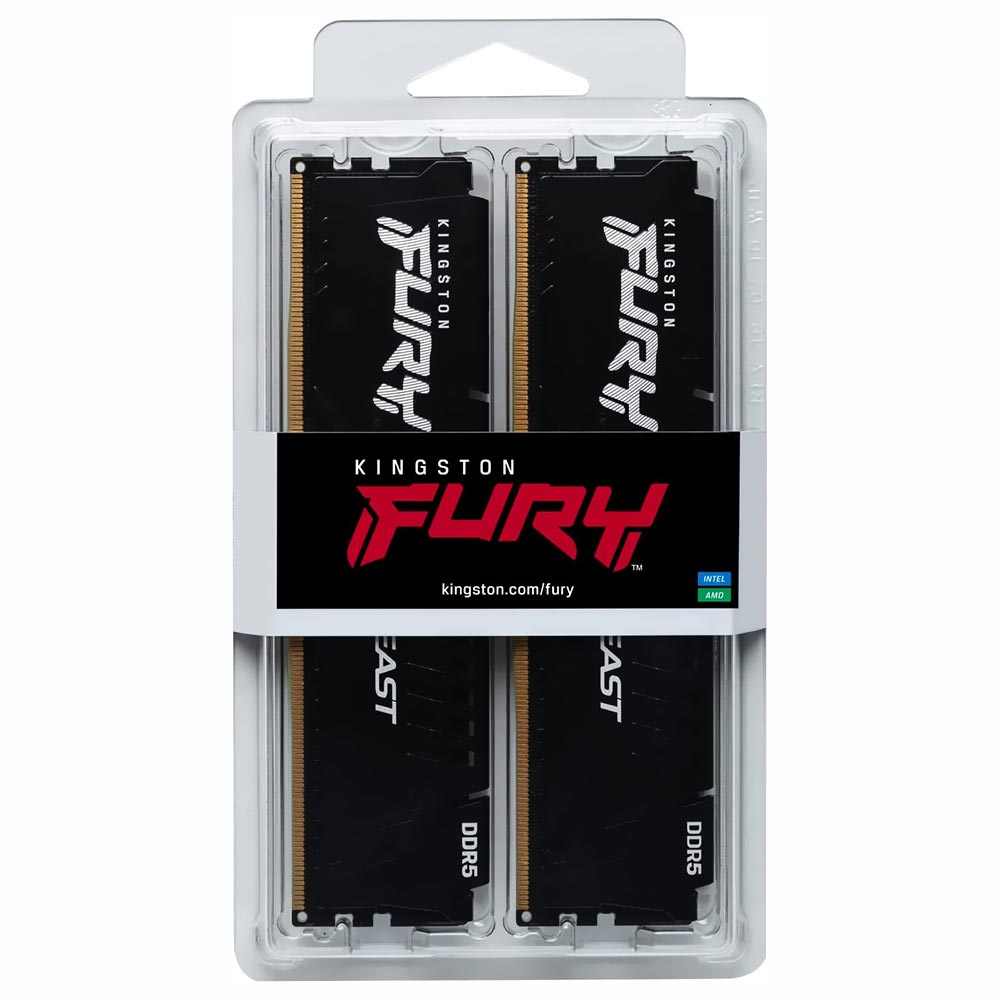 Memoria RAM Kingston Fury Beast DDR5 16GB (2x8GB) 5200MHz Negro (KF552C40BBK2-16)