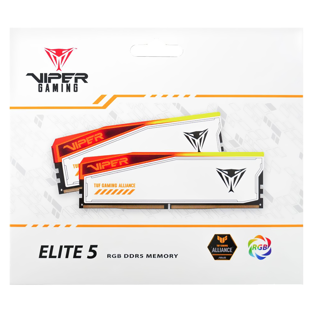 Memoria RAM Patriot Viper Elite 5 TUF Gaming Alliance DDR5 32GB (2x16GB) 6600MHz RGB - Blanco (PVER532G66C34KT)