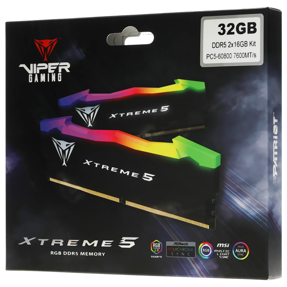 Memoria RAM Patriot Viper Xtreme 5 DDR5 32GB (2x16GB) 7600MHz RGB - Negro (PVXR532G76C36K)