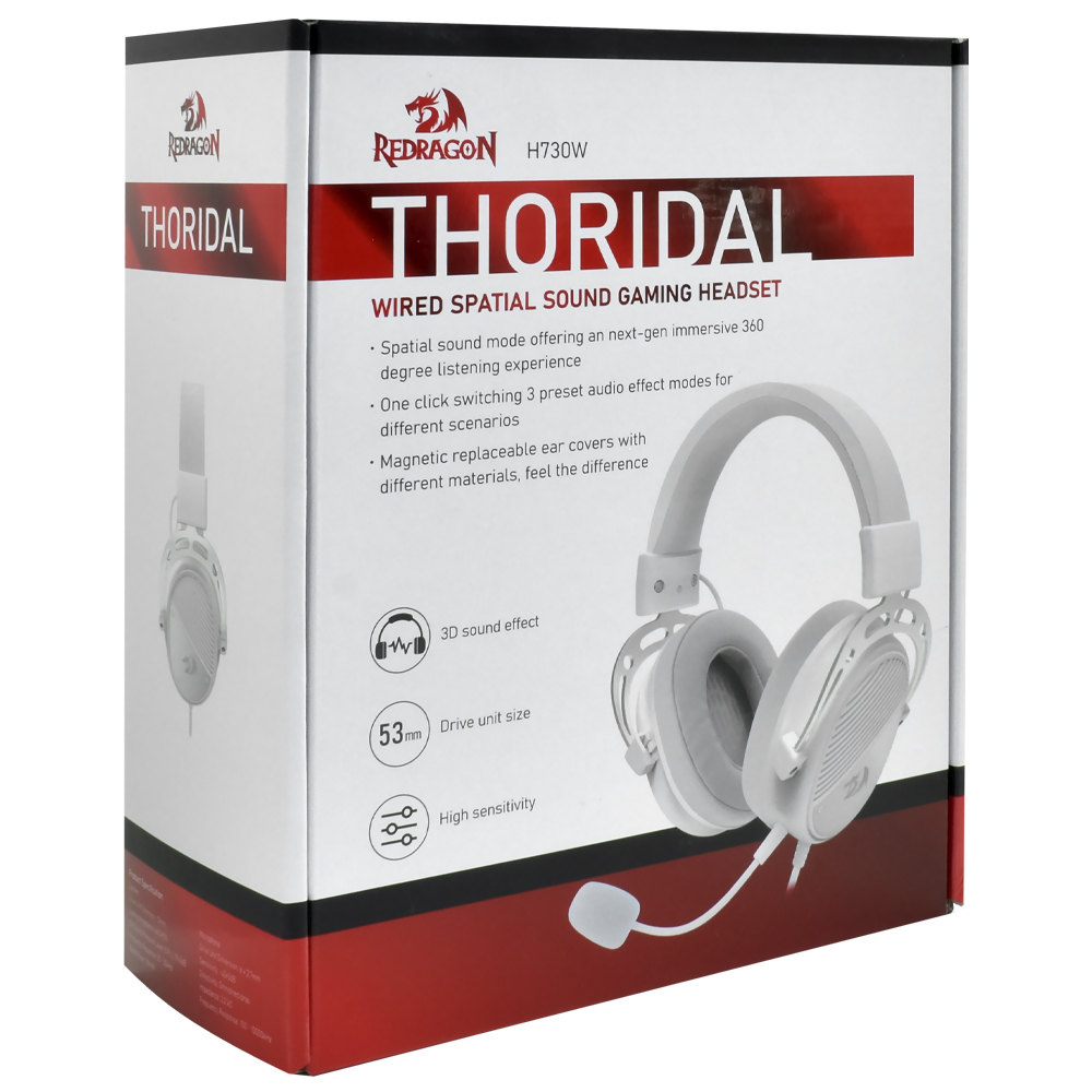 Auricular Gamer Redragon H730W Thoridal Con Cable - Blanco