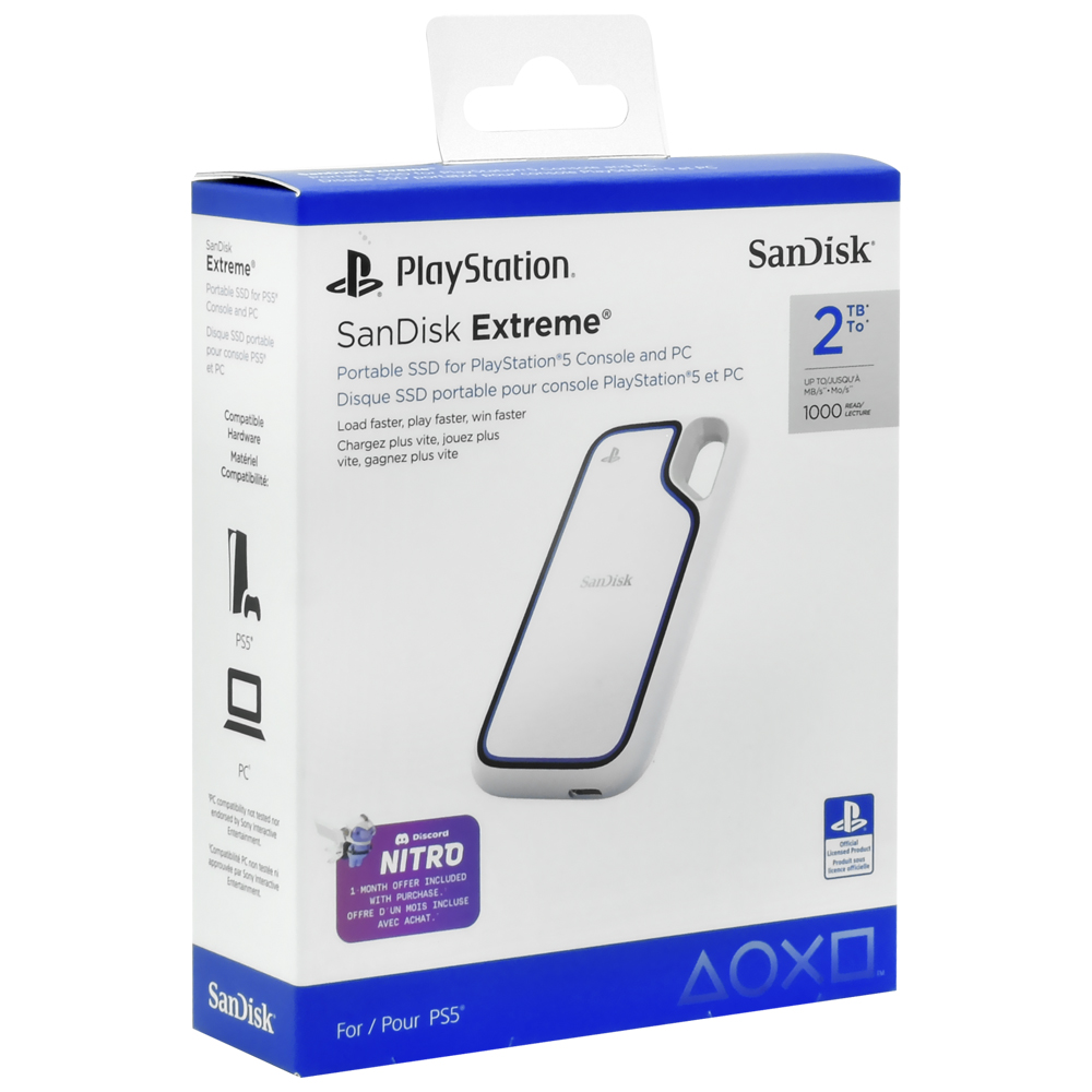 SSD Externo SanDisk 2TB Extreme PS5 Portátil / USB-C 3.2 - Blanco (SDSSDE62P-2T00-G25)