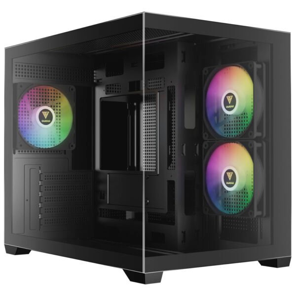 Gabinete Gamer Gamdias Aura GC10M Micro Tower 3 Cooler ARGB Negro
