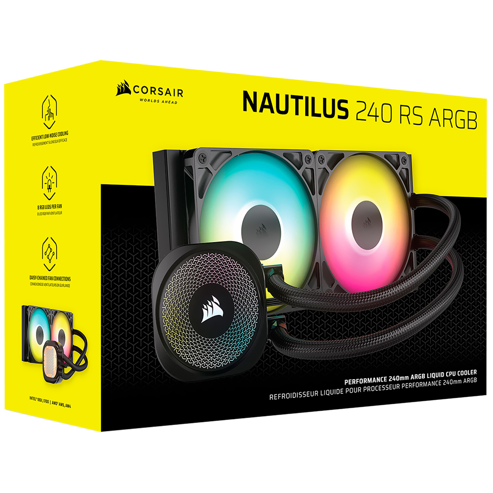 Water Cooler para Procesador Corsair Nautilus 240 RS ARGB 240MM - Negro (CW-9060092-WW)