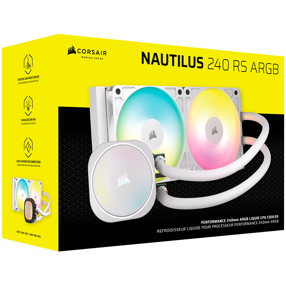 Water Cooler para Procesador Corsair Nautilus 240 RS ARGB 240MM - Blanco (CW-9060094-WW)