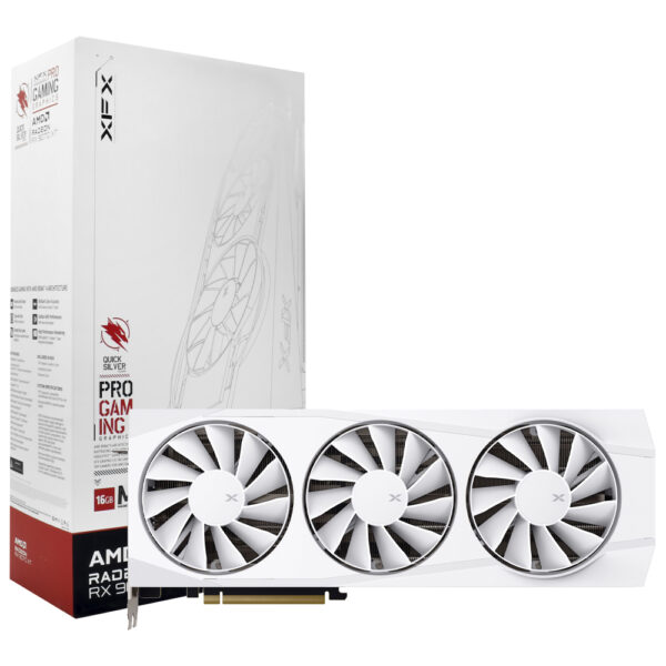 Tarjeta Gráfica XFX Quick Silver Gaming White Magnetic 16GB Radeon RX9070 XT GDDR6 RX-97TMAQKW9