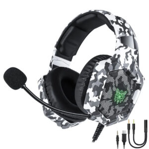 Auricular Gamer Onikuma K8 Professional LED Con Cable - Camuflado Blanco