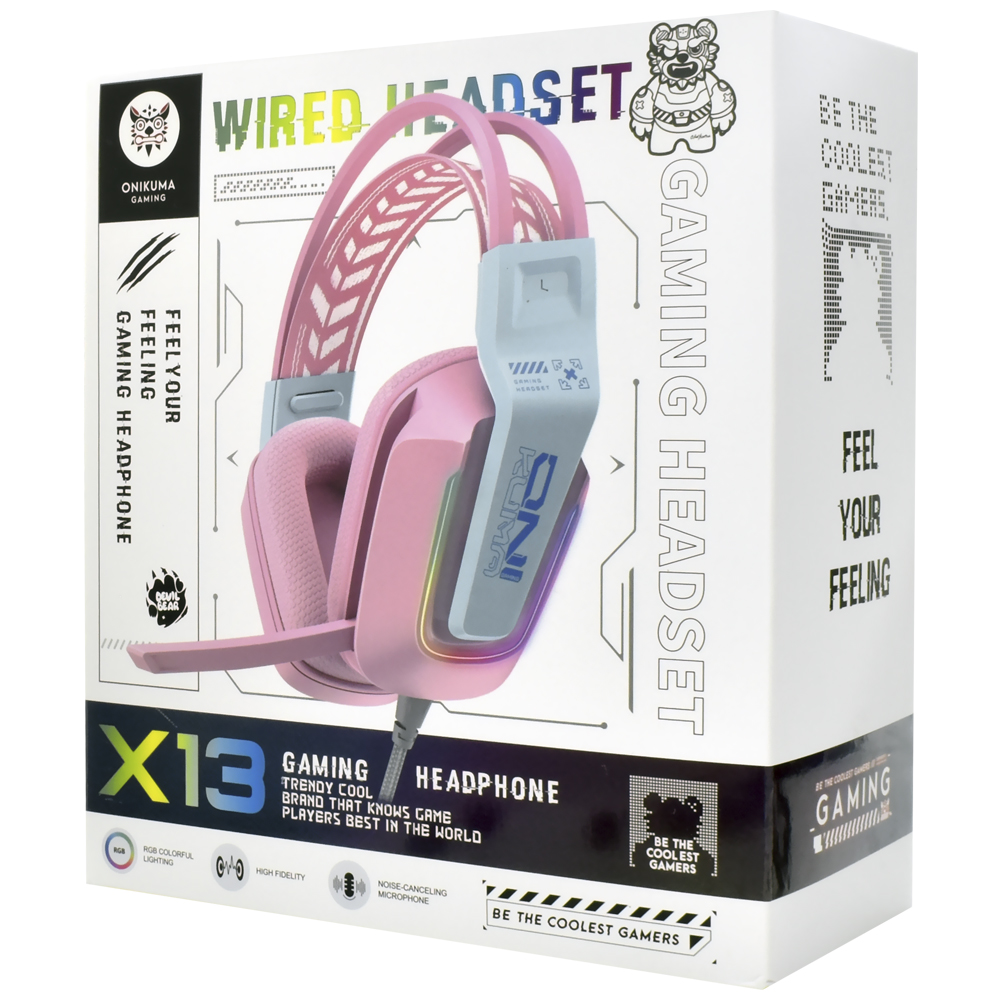 Auricular Gamer Onikuma X13 RGB Con Cable - Rosa