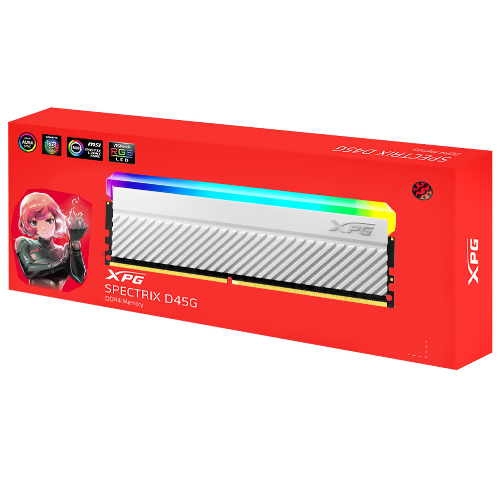 Memoria RAM ADATA XPG Spectrix D45G DDR4 8GB 3200MHz RGB - Blanco (AX4U32008G16A-CWHD45G)