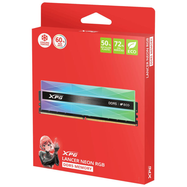 Memoria RAM ADATA XPG Lancer Neon DDR5 32GB (2x16GB) 7200MHz RGB - Negro / Gris (AX5U7200C3416G-DCLANRSG)