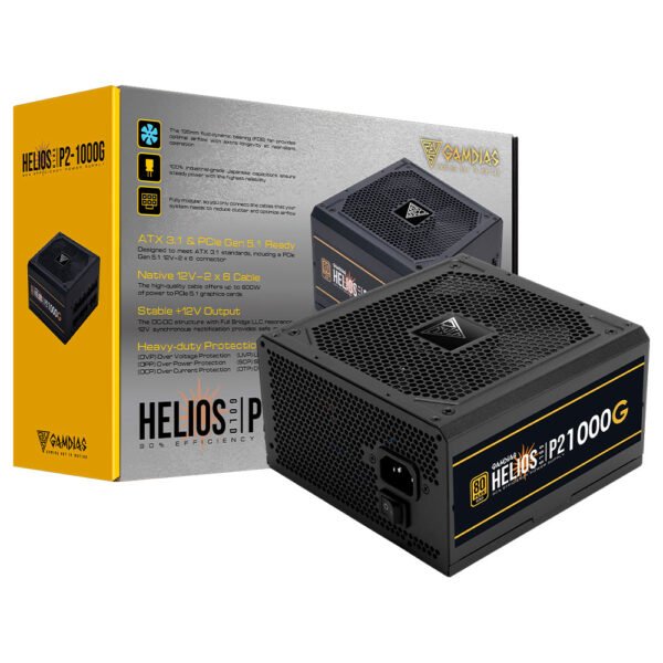 Fuente de Alimentación Gamdias Helios P2-1000G 1000W ATX NoModular 80 Plus Gold