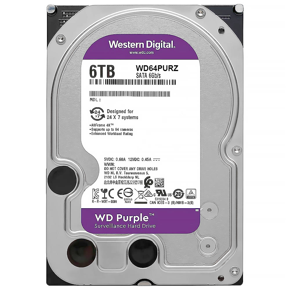 HDD Western Digital 6TB WD Purple 3.5" SATA 3 5400RPM WD64PURZ