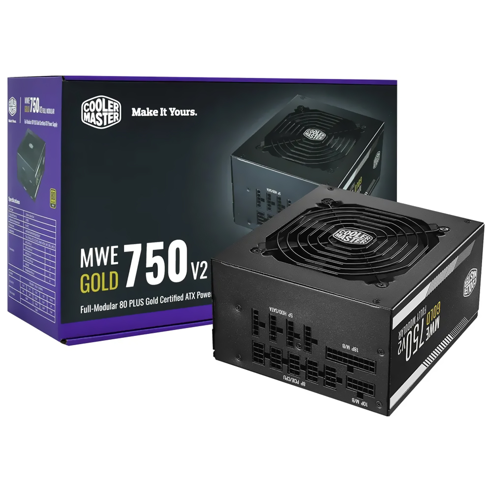 Fuente de Alimentación Cooler Master MWE V2 750W ATX Modular 80 Plus Gold - MPE-7501-AFAAG-3U2 80