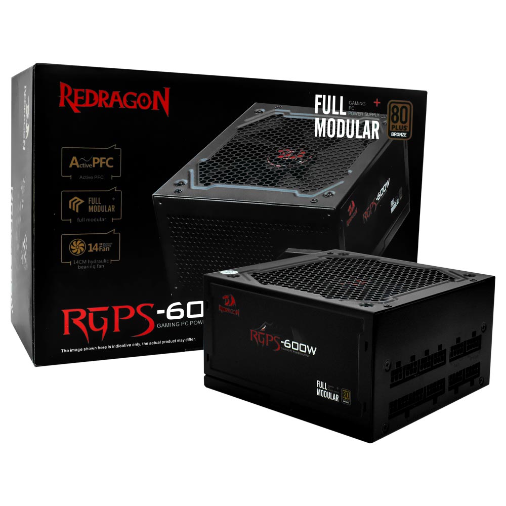 Fuente de Alimentación Redragon GC-PS003 600W ATX Modular 80 Plus Bronze