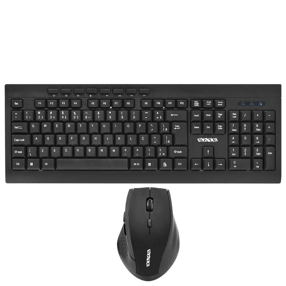 Teclado + Mouse Satellite AK-726G Wireless Portugués Negro