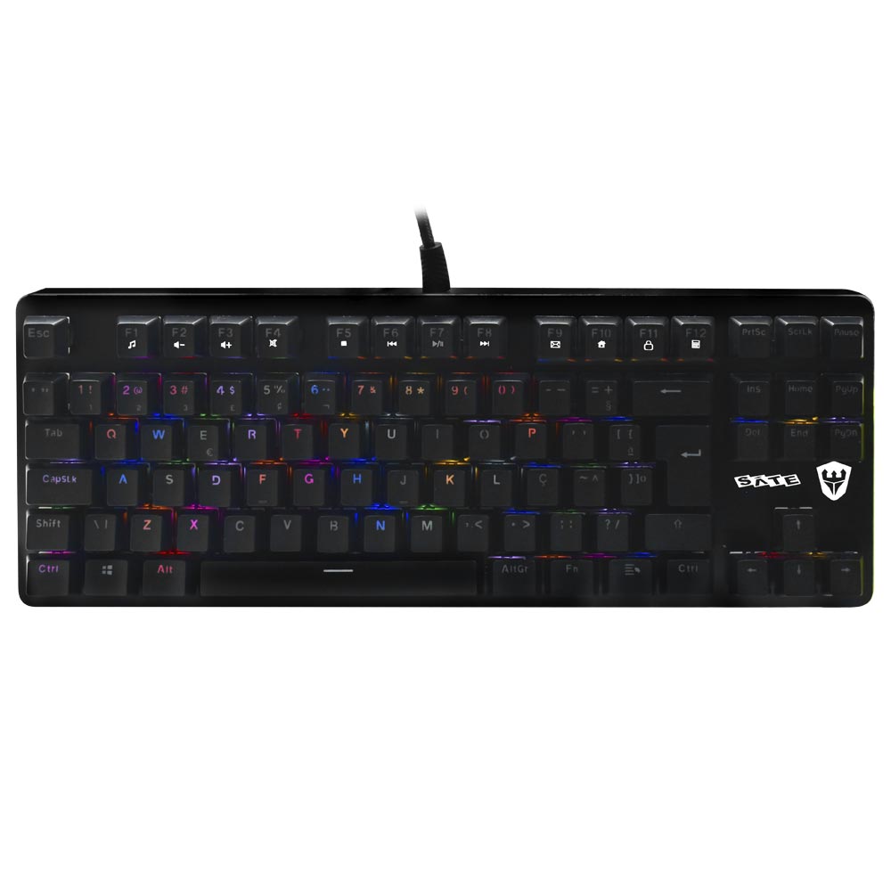 Teclado Gamer Mecánico Satellite GK-501 USB RGB Portugués Negro