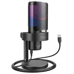 Microfono Fifine A9 Ampligame Cardioid Omni Bidirectional Stereo RGB Negro