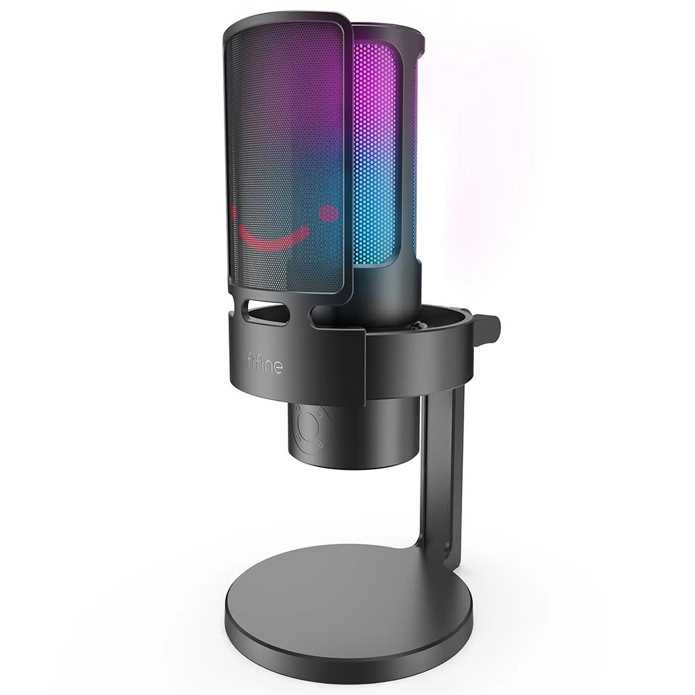 Microfono Fifine A9 Ampligame Cardioid Omni Bidirectional Stereo RGB Negro
