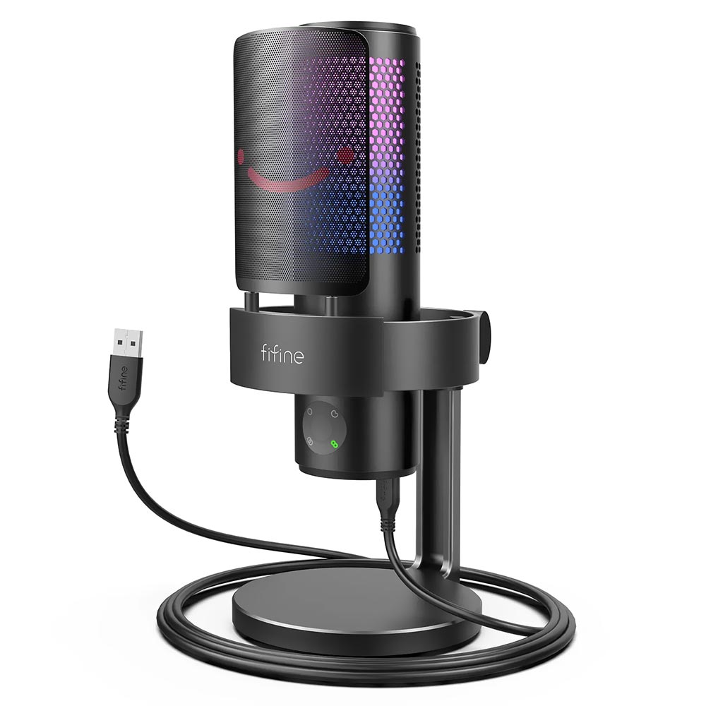 Microfono Fifine A9 Ampligame Cardioid Omni Bidirectional Stereo RGB Negro