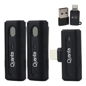 Micrófono Quanta QTMDM20 Wireless para Smartphone Type-C + Adaptador lightning Negro